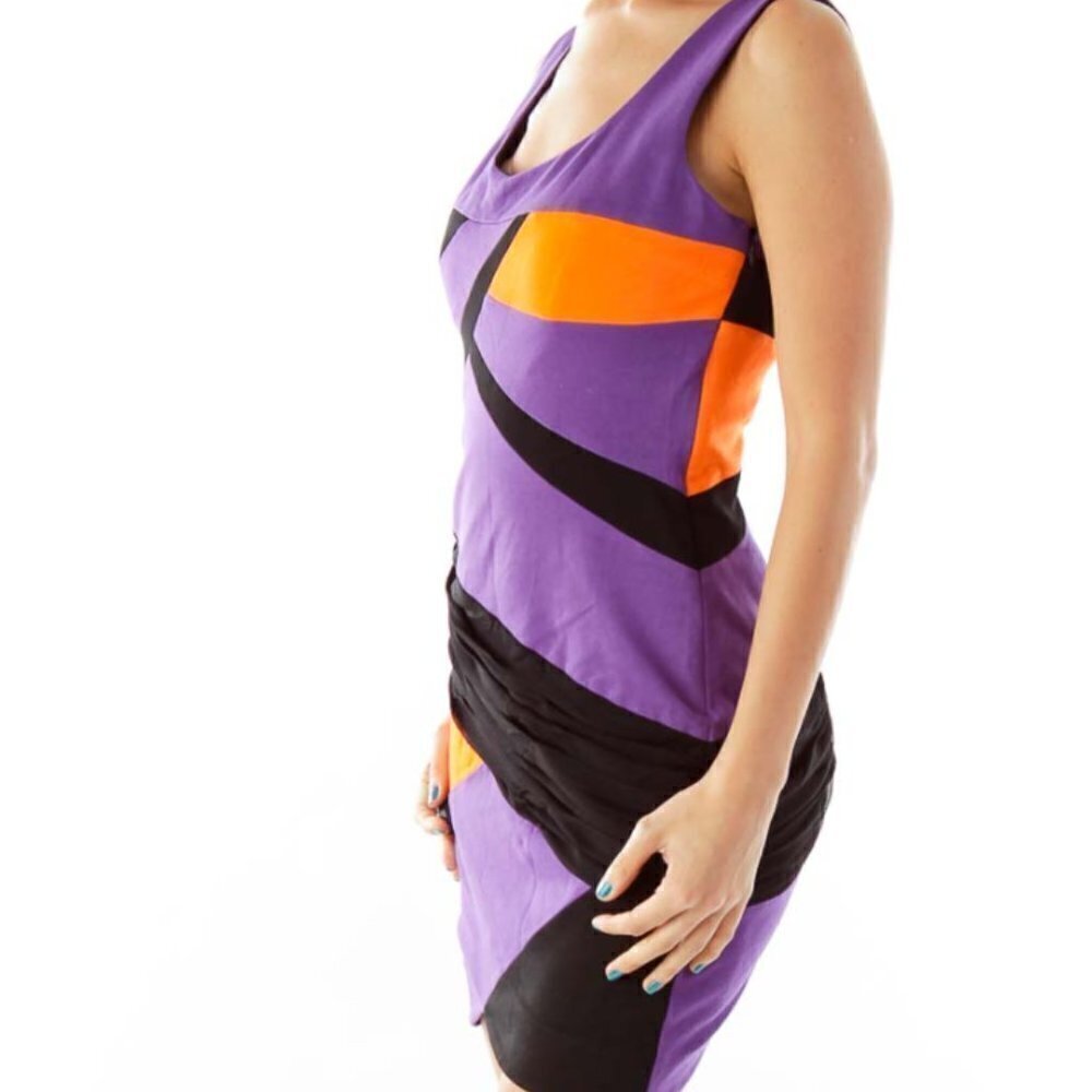 Renvy Black & Purple Fitted Dress - Picture 2 of 3